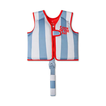gilet de natation bleu et rouge swim essentials