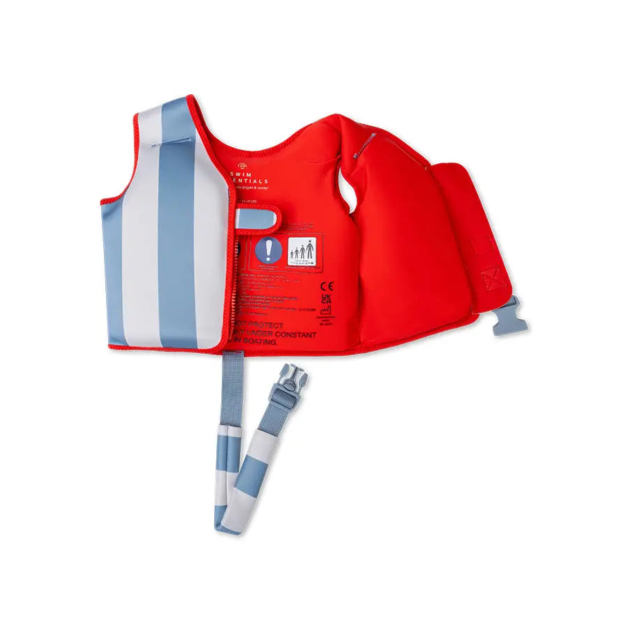 gilet de natation bleu et rouge swim essentials