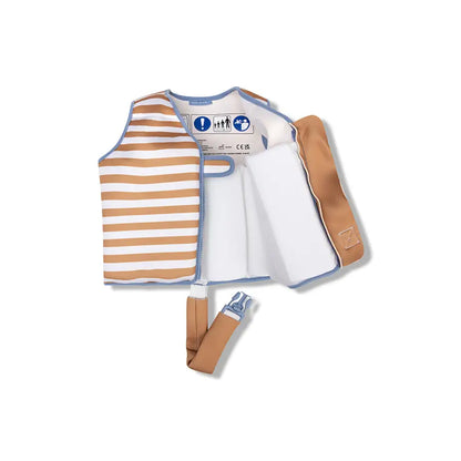 gilet de natation rayé marron et blanc swin essentials