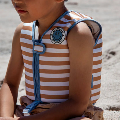 gilet de natation rayé marron et blanc swin essentials