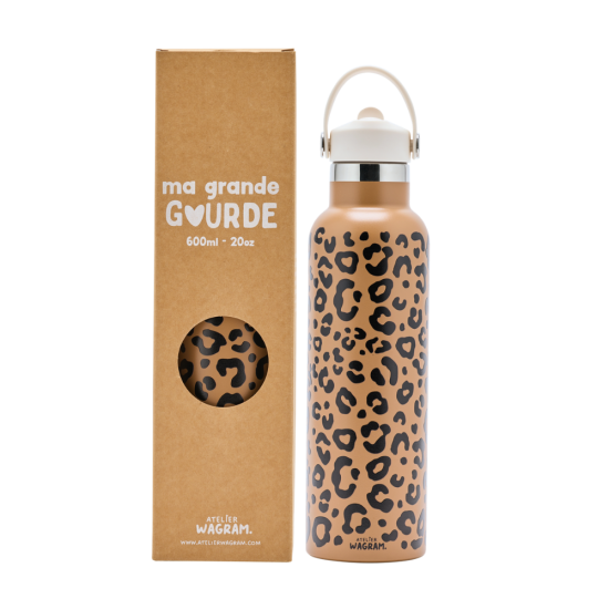 Gourde acier inoxydable adulte - léopard camel