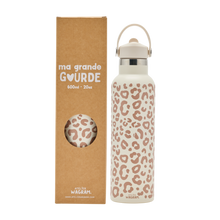 Gourde acier inoxydable adulte - léopard crème