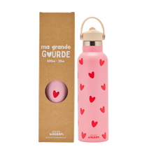 Gourde acier inoxydable adulte - coeurs rouges