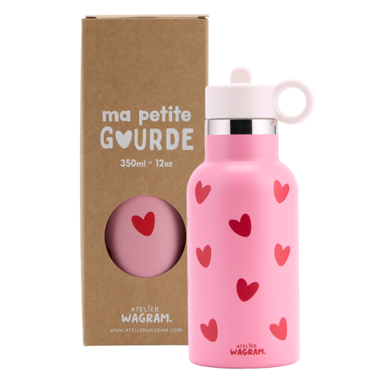 Gourde acier inoxydable coeur - rose