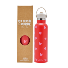 Gourde acier inoxydable adulte - coeurs roses