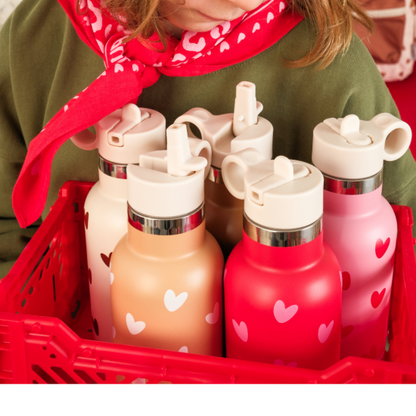 Gourde acier inoxydable coeur - rouge