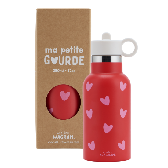 Gourde acier inoxydable coeur - rouge