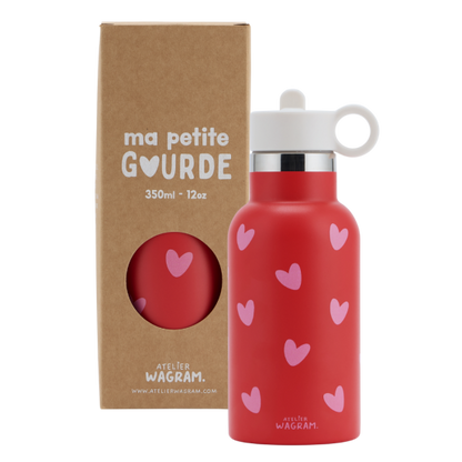 Gourde acier inoxydable coeur - rouge