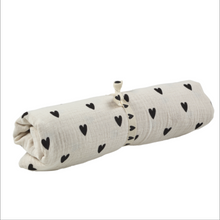 Grand foulard gaze de coton - Cœurs écru