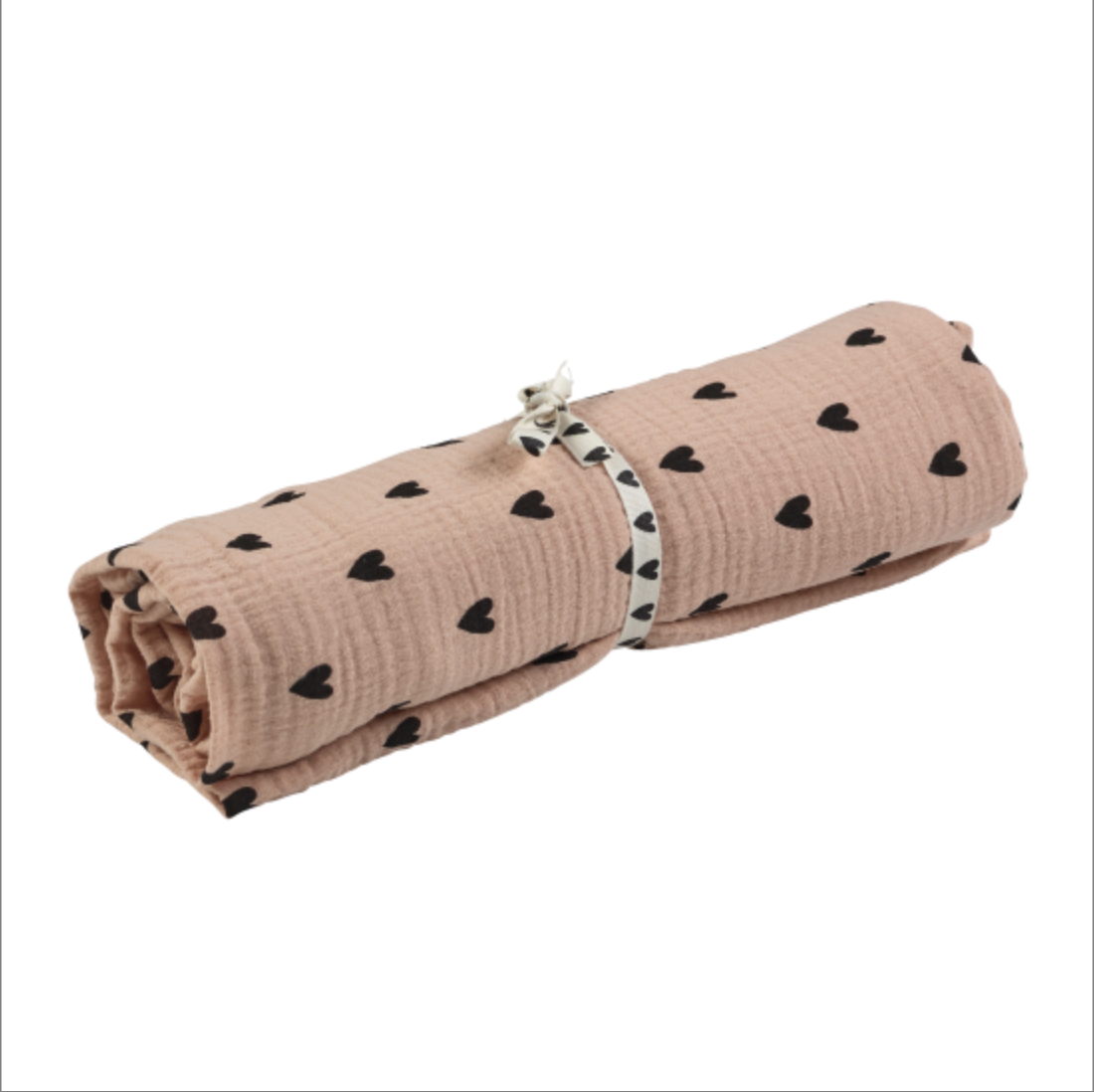 Grand foulard gaze de coton - Cœurs rose
