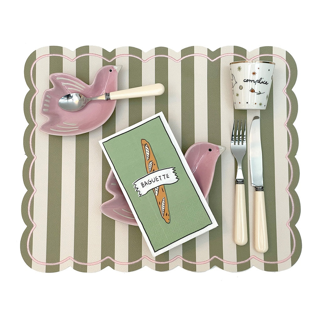 Set de table Roméo - Rayures kaki