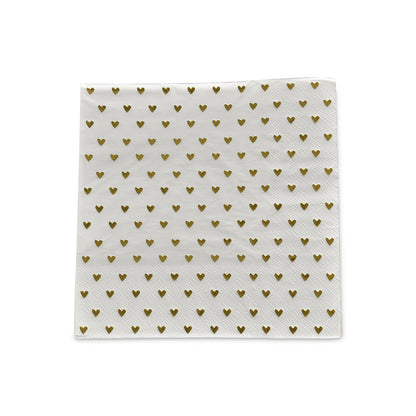 20 serviettes en papier - cœurs dorés