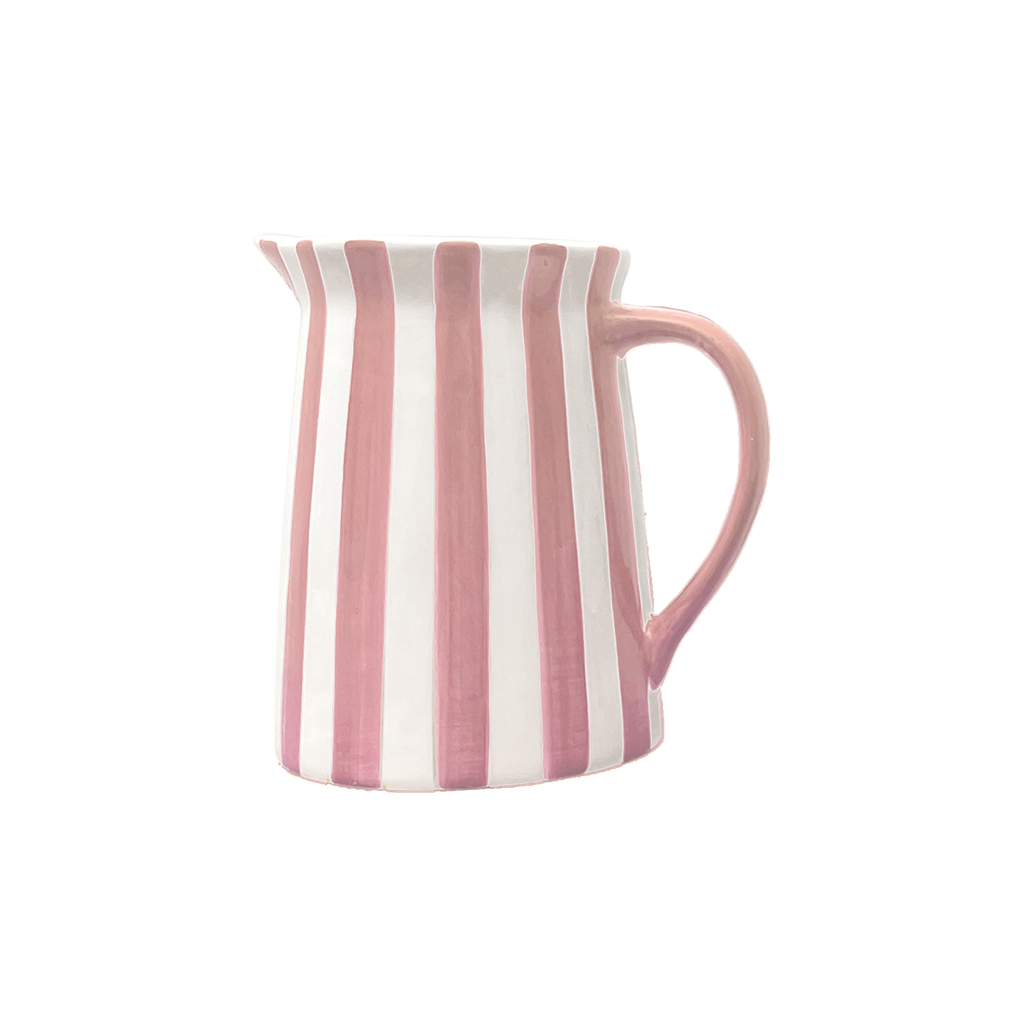 Pichet rayé rose et blanc-MM