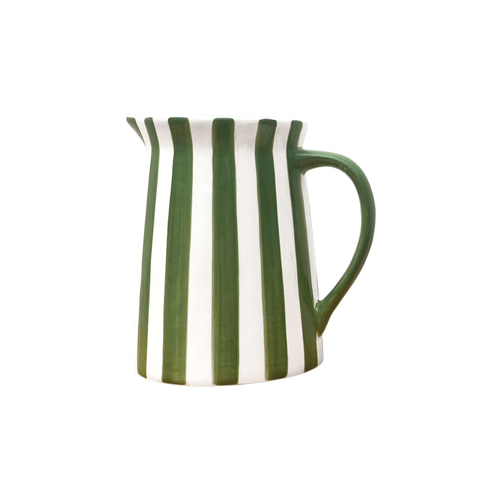 Pichet rayé vert foncé et blanc-MM