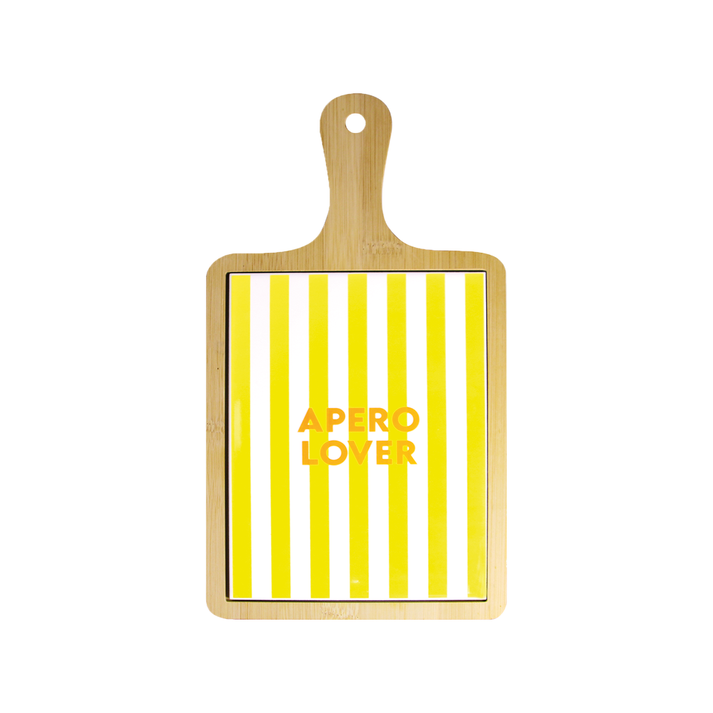 Planche à découper rayée jaune - Apero lover
