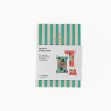 Jeu de cartes - Boite rayée verte et beige