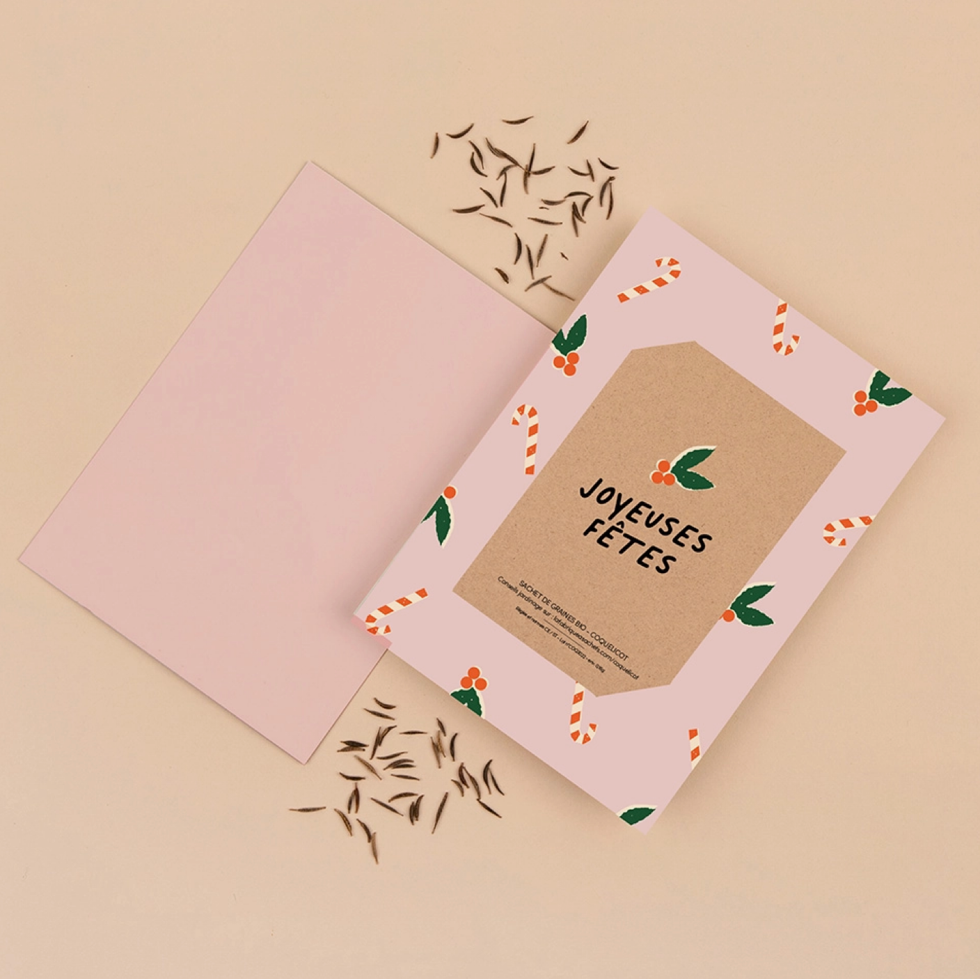 Carte & sachet de graines - Joyeuses fêtes