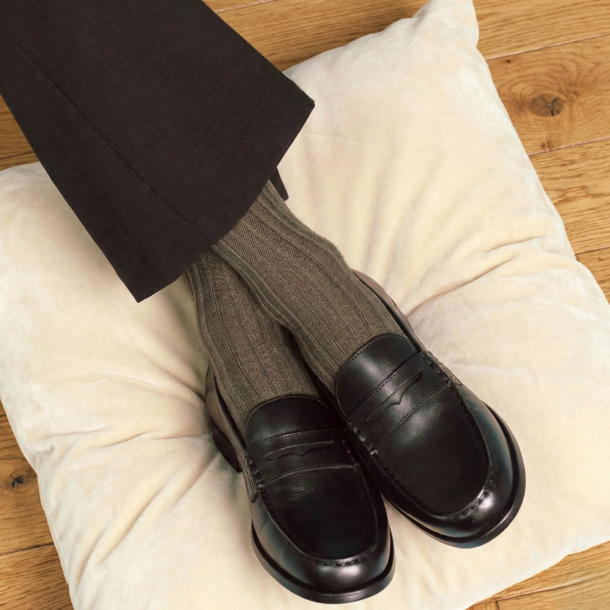 Chaussettes côtelées 41/46 - Kaki