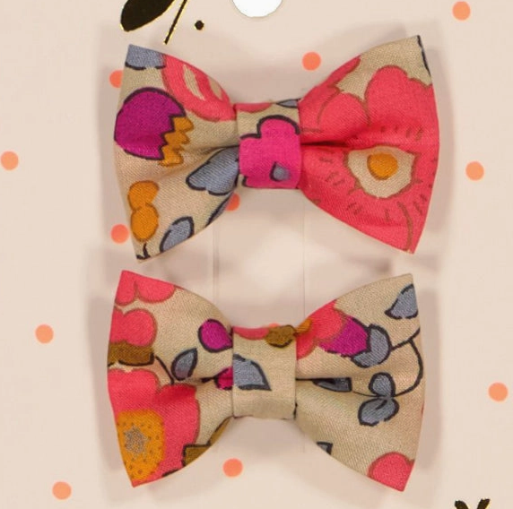 Duo de barrettes - Noeuds papillons liberty fluo