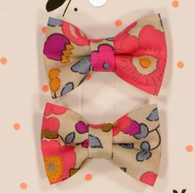 Duo de barrettes - Noeuds papillons liberty fluo