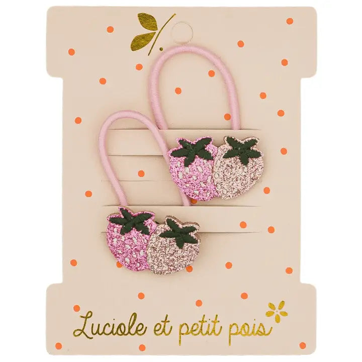 lot de 2 élastiques fraises roses luciole et petit pois