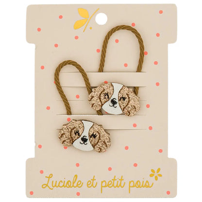 lot de deux élastiques chiens Teddy luciole et petits pois