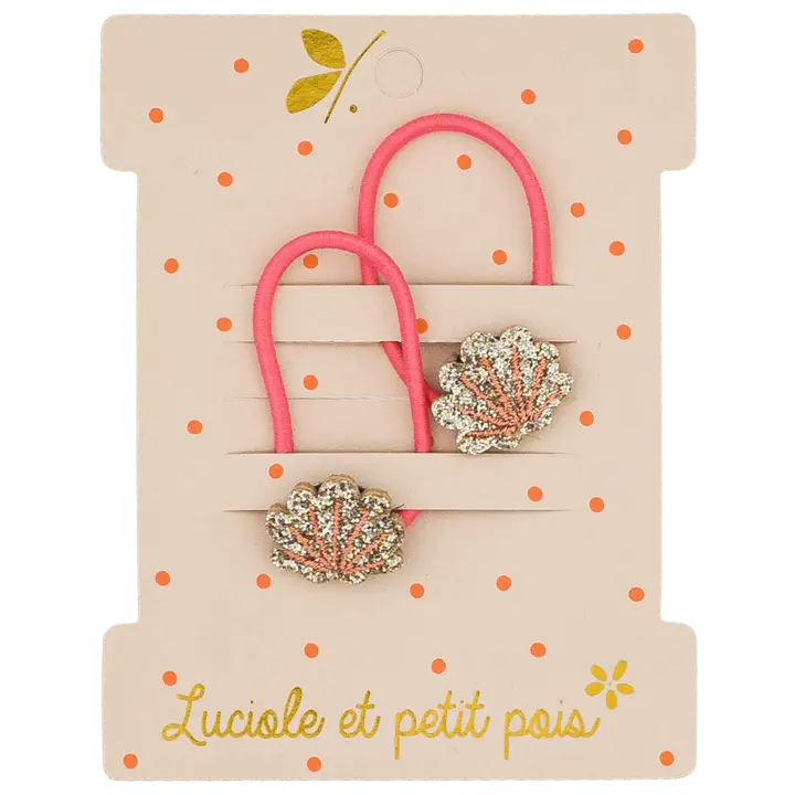 lot de deux élastiques coquillages dorés luciole et petit pois