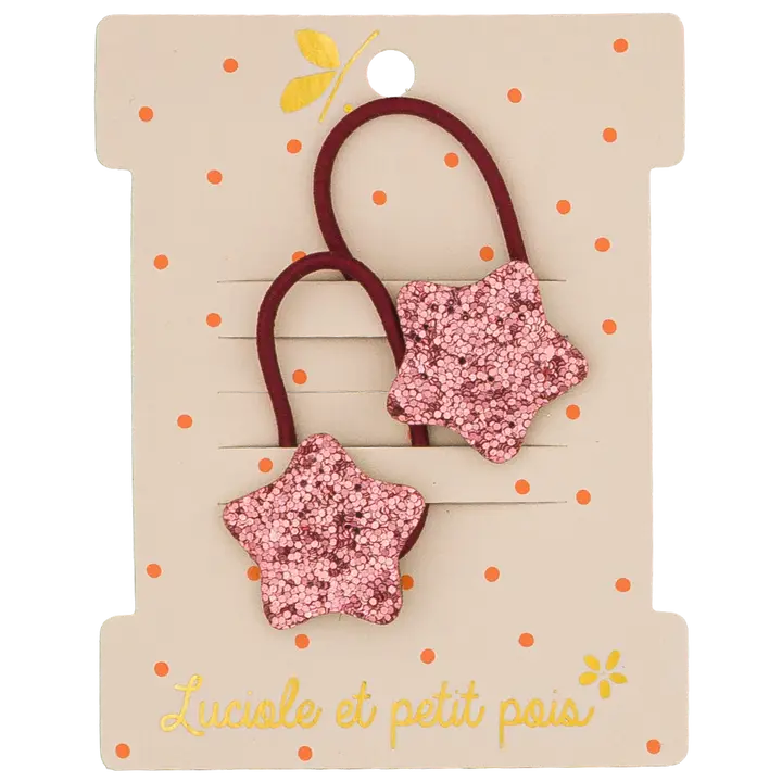 lot de deux élastiques étoiles roses luciole et petit pois