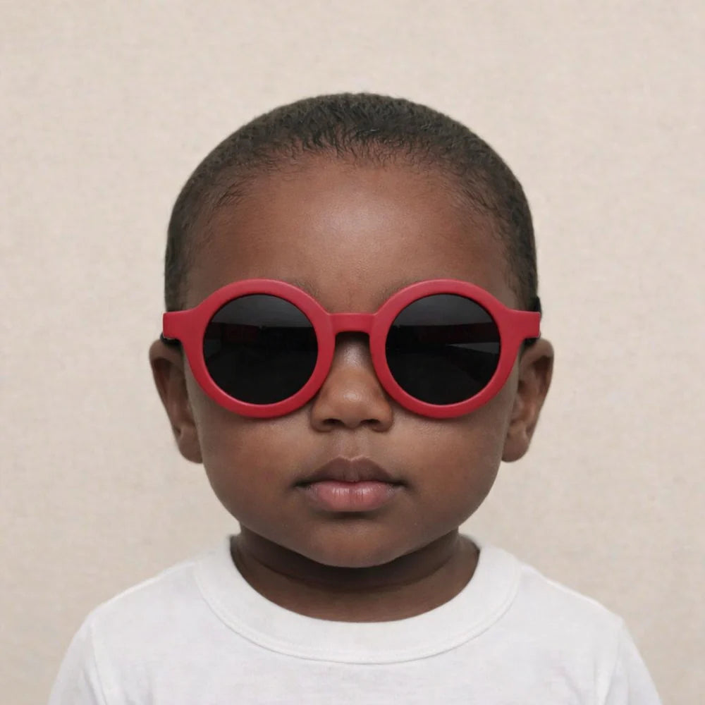 lunettes de soleil bébé pliables ronde rouge babymocs