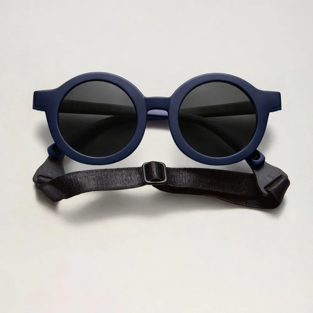 lunettes de soleil pliables ronde bleu marine babymocs