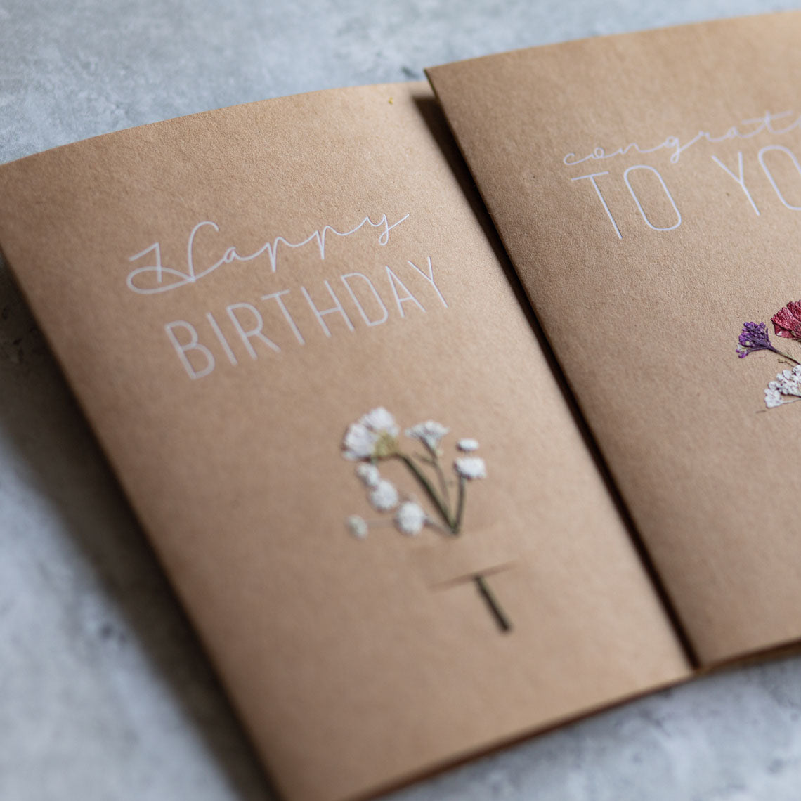 Carte fleurs séchées - Happy birthday
