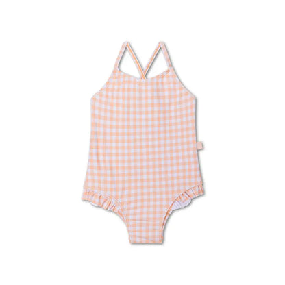 maillot de bain vichy orange 86 92 cm swim essentials