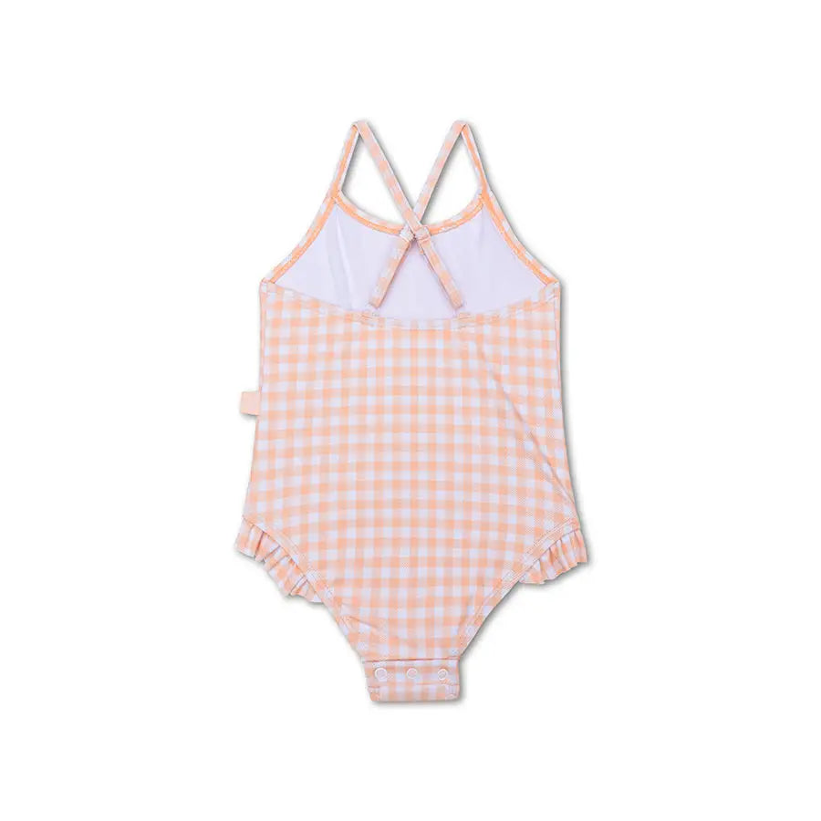 maillot de bain vichy orange 86 92 cm swim essentials