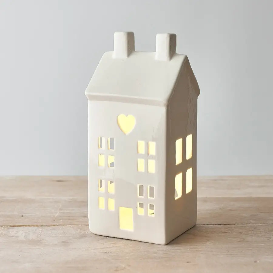 Photophore - Maison cheminée + bougie LED