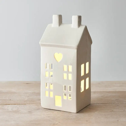 Photophore - Maison cheminée + bougie LED