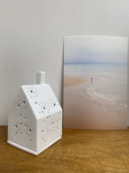 Photophore maison fleurie - Porcelaine