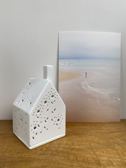 Photophore maison fleurie - Porcelaine