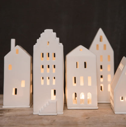 Photophore grande maison flamande - Porcelaine