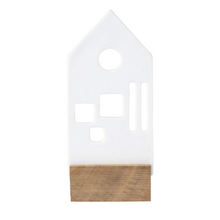 Photophore sur socle bois - Maison