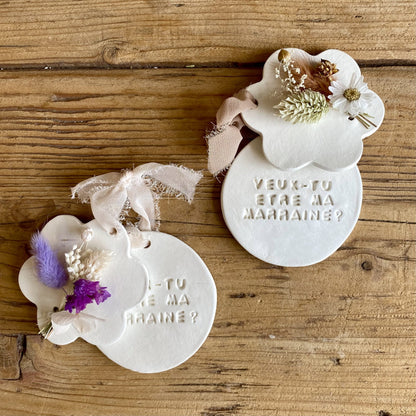 Médaillon - Veux-tu être ma marraine ? (fleurs lilas)