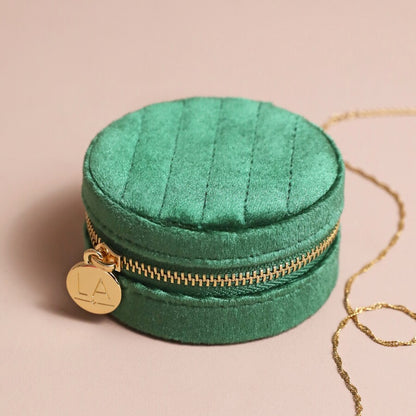 Boite à bijoux en velours matelassé - Vert forêt