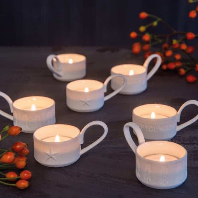 Petit bougeoir tasse - Sapins