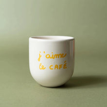 mug blanc j'aime le café jaune