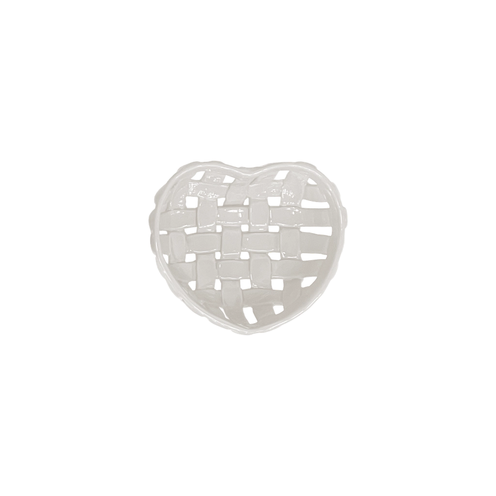 Panier en céramique - Coeur blanc