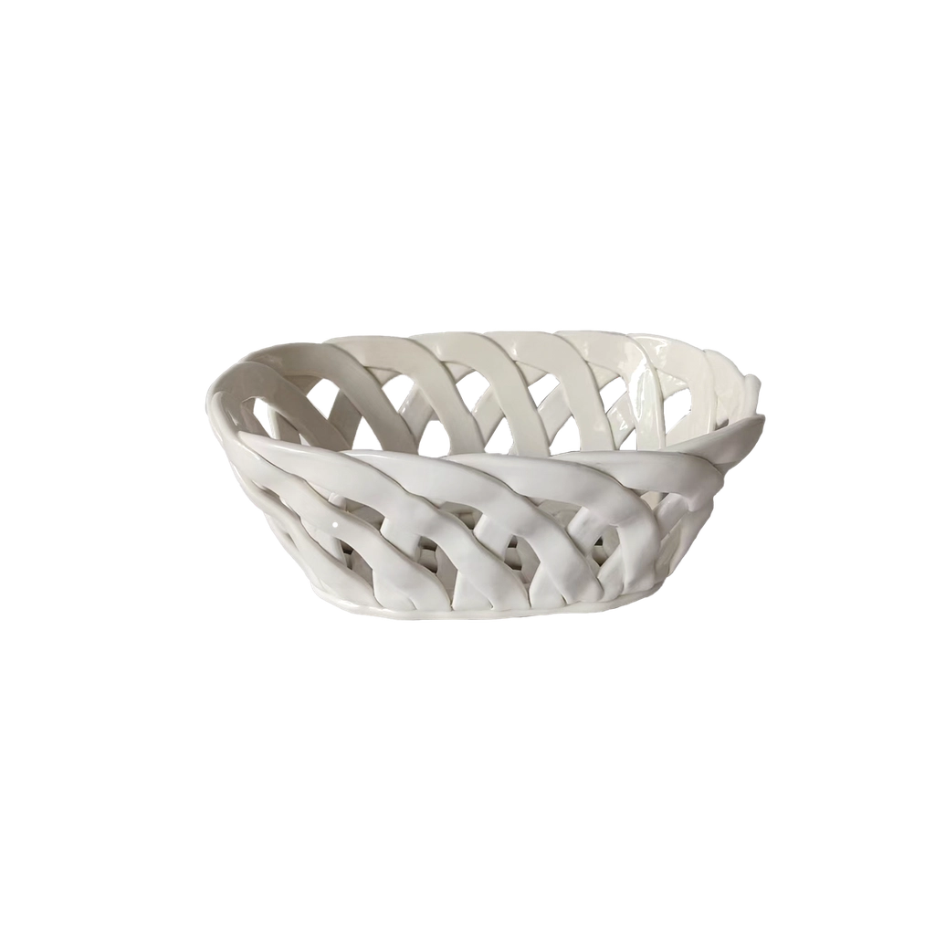 Panier en céramique - Rectangle blanc PM