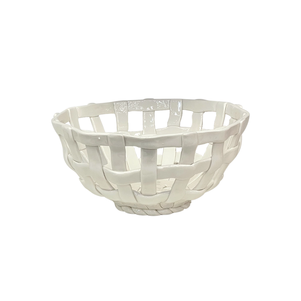 Panier en céramique - Rond blanc