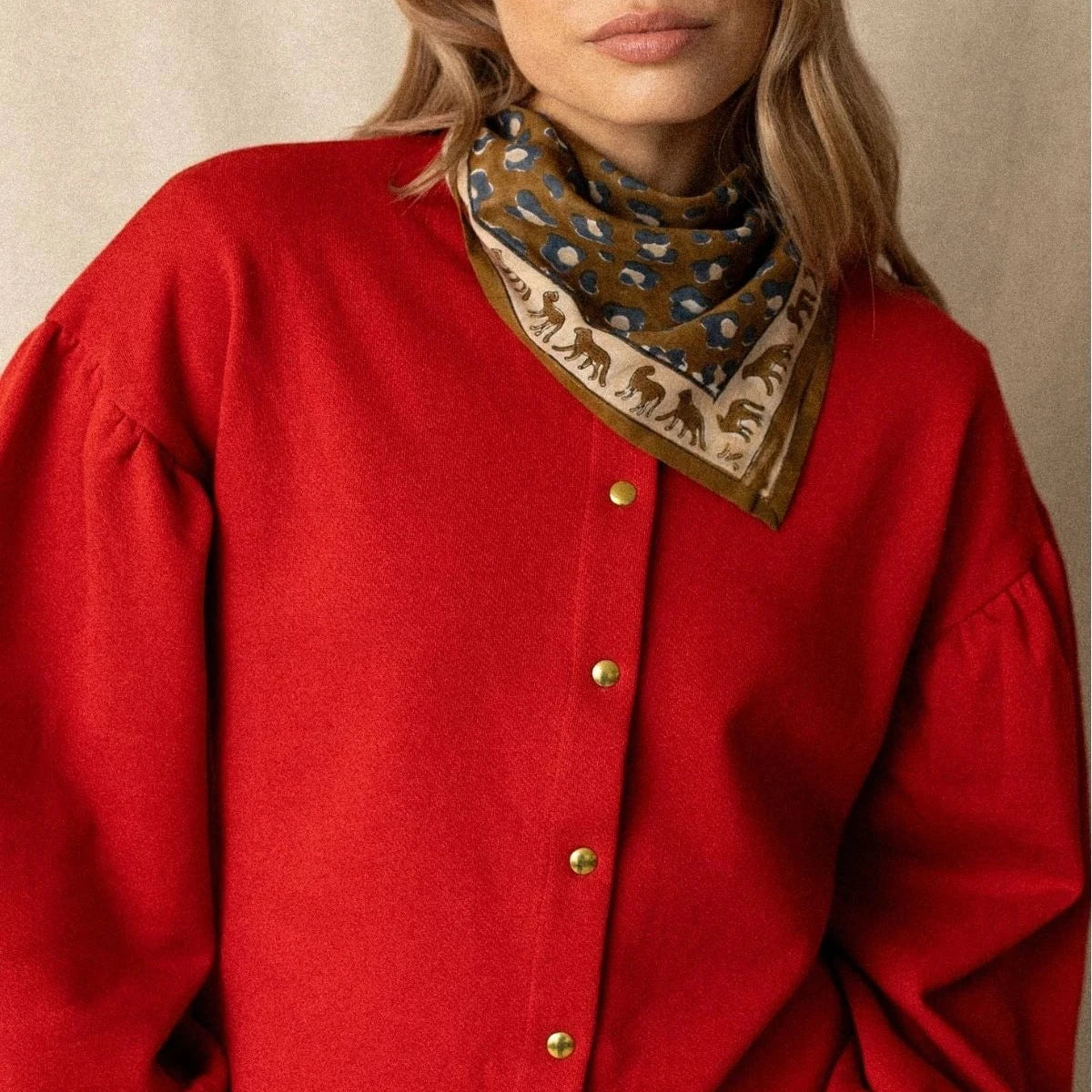 petit foulard dupitta leopard tapenade 