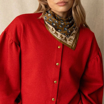 petit foulard dupitta leopard tapenade 