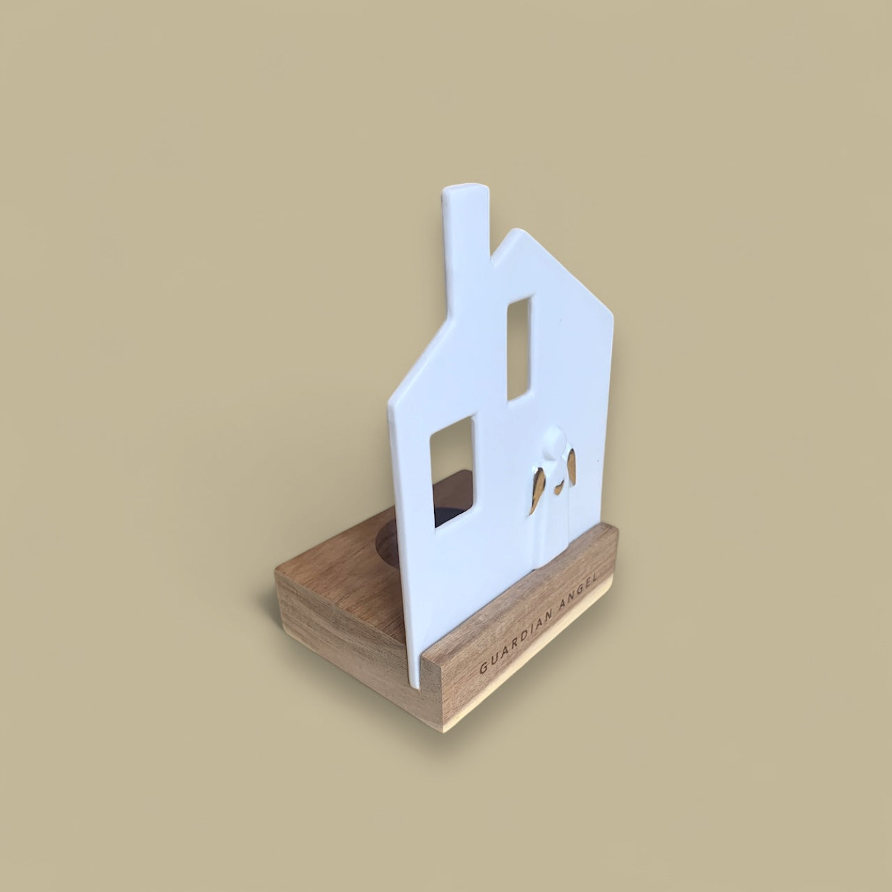 Bougeoir sur socle bois - Maison ange Gardien