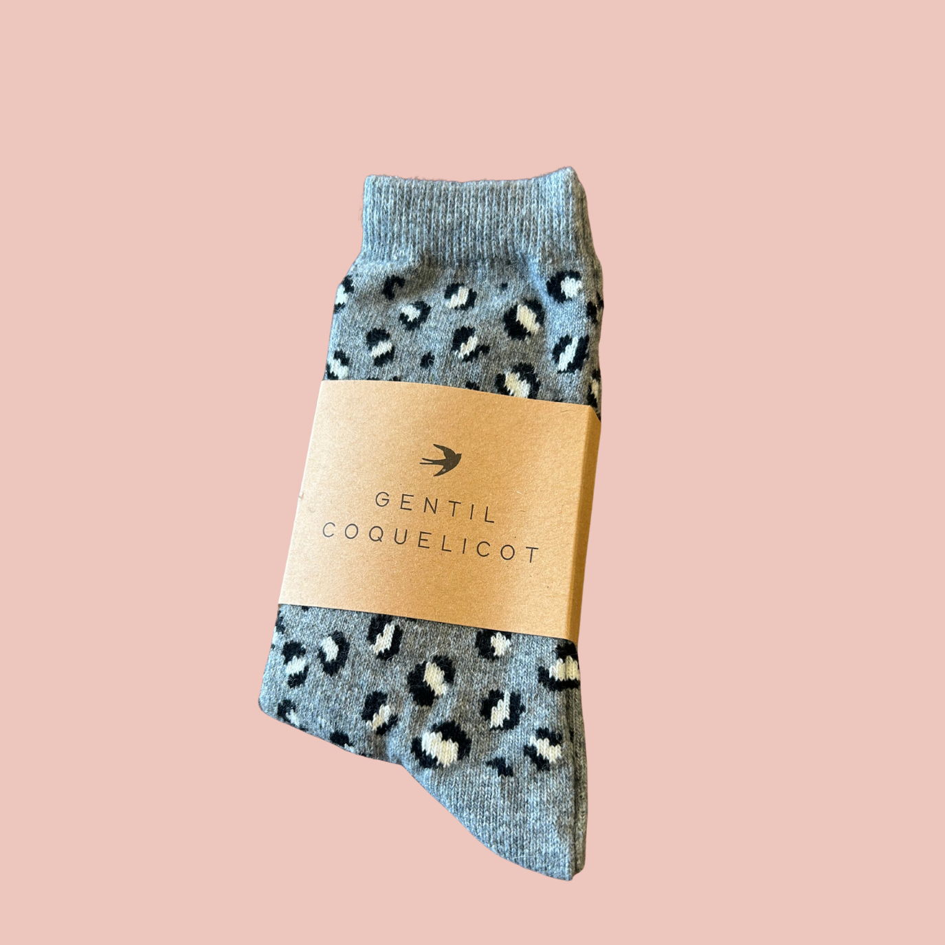 Chaussettes laine  - Léopard gris